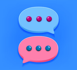 Speech bubbles icon with notification pictogram. 3d vector illustration