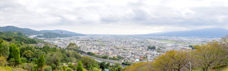 Fototapeta na wymiar 西平畑公園から見た神奈川県松田町の街並み