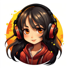 Gamer and music girl with headphones
