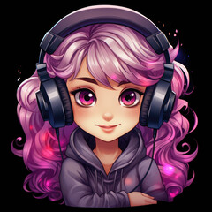 Gamer and music girl with headphones
