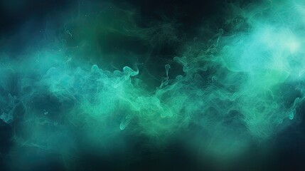Hazy Fantasy Night Sky on an Abstract Art Background with Glitter and Steam Cloud Blend of Blue and Green Colors in a Textured Haze: Generative AI