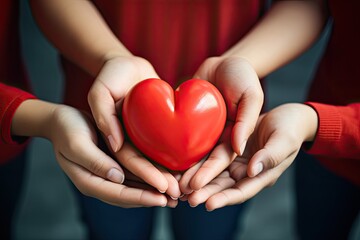 Health and Wellness for Families: Hands Holding Heart Concept for Donation, CSR, Charity, and Mental Health Awareness. Generative AI
