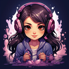 Gamer and music girl with headphones