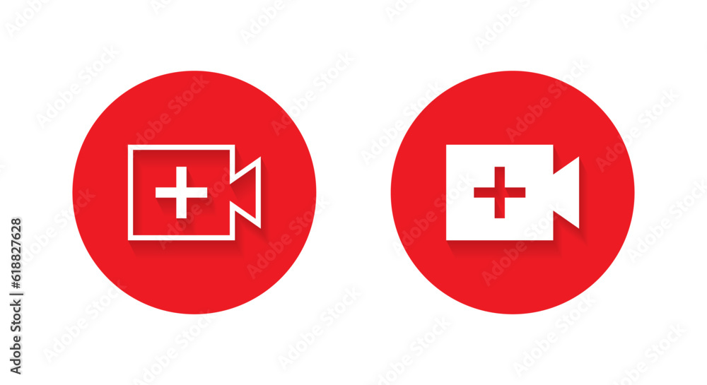 Poster create video icon vector. add content symbol in flat style