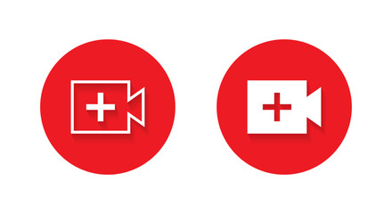 Create video icon vector. Add content symbol in flat style