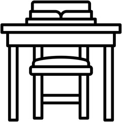 School chair and table icon, High school related vector illustration