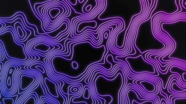 Abstract neon contour topographic contour map abstract technical motion background video looped 4K magic landscape