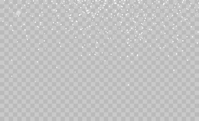 White png dust light. Bokeh light lights effect background. Christmas background of shining dust Christmas glowing light bokeh confetti and spark overlay texture for your design.