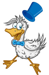 expression of surprise cartoon duck mascot with hat