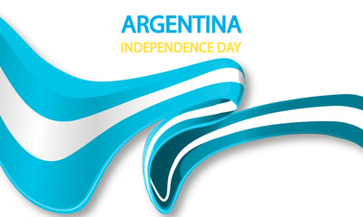 Argentina independence day ribbon flag, vector art illustration.
