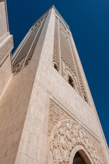 Exterior of the famous Hassan II Mosque at the coast of Casablanca in Morocco