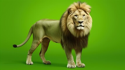 Fototapeta na wymiar a lion standing on a green background. Generative AI Art.