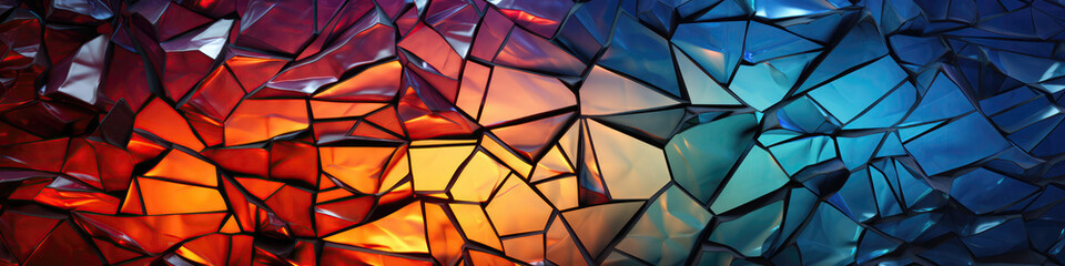 Mosaic Of Shattered Glass In Abstract Shapes. Generative AI
