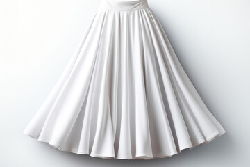 White Fabric Midi Skirt On White Background. Generative AI