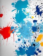 Photo of a colorful abstract painting with vibrant paint splatters