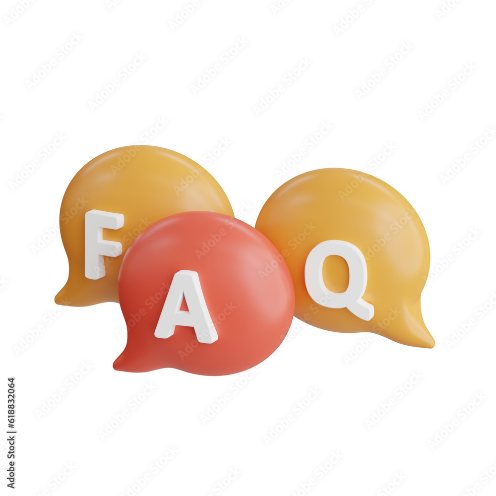 Poster 3d faq icon isolated on white background. 3d rendering illustration
