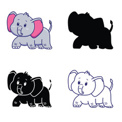 Cute elephant cartoon vector illustration and animal nature concept regular vector part 2.