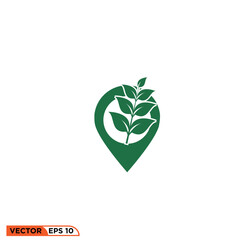 Pin mark plant icon vector graphic of template 