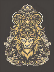 golden lion on a dark background