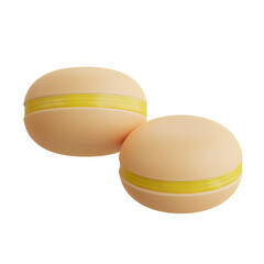 3d Macarons icon isolated on white background. 3d rendering illustration