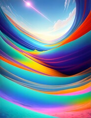 Photo of a vibrant and dynamic wave in a digital artwork