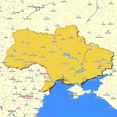 Map of Ukraine with main roads and highways