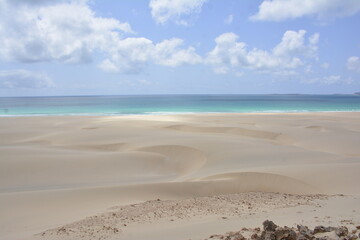 Sand dunes and ocean at Chaves Beach on Boa Vista, Cape Verde, Islands, Africa,
