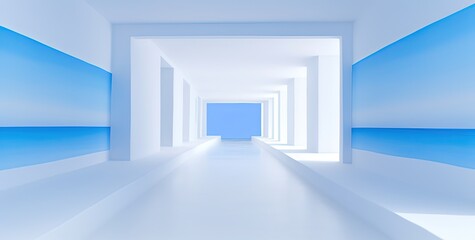 illustration of blue white modern architecture perspective background, Generative Ai