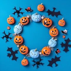 Obraz premium halloween banner wih pumkins and decor elements
