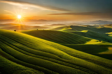 Rural landscapes, green grass, cloudy sky, selective focus