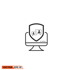 Monitor shield icon vector graphic of template