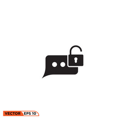 Unlocked comment icon vector graphic of template
