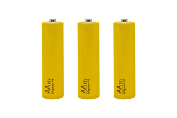 yellow aa batteries isolated