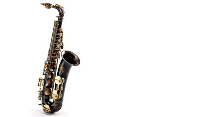 saxophone isolated on white,  Created using generative AI tools.