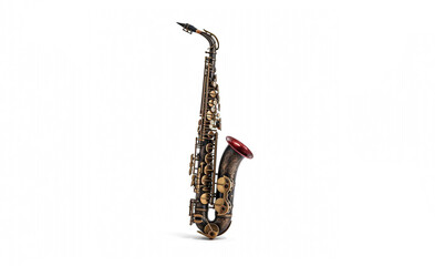 saxophone isolated on white,  Created using generative AI tools.