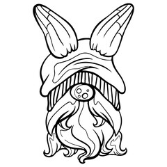 Gnome, black and white stripes on the white background Is a vector image Suitable for coloring Or general lines