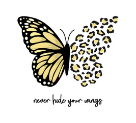 Butterfly with leopard wing, vector design for fashion, poster, cover, sticker prints © springsky