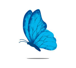 Blue watercolor butterfly, vector design for fashion, card, poster, sticker prints