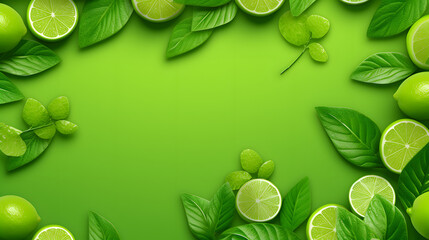 green leaves and limes background