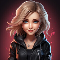 Beautiful cartoon girl created using AI