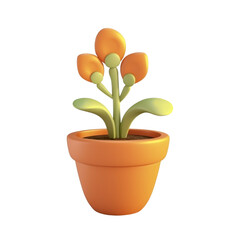 Fototapeta na wymiar Cute houseplant in pot. 3d icon created with Generative Ai technology