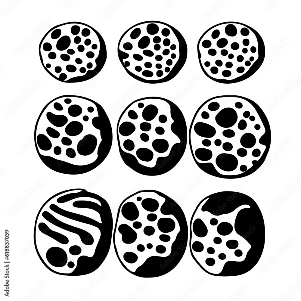 Poster Abstract psychedelic black and white pattern with melting forms. Concept of hallucinations and visions.