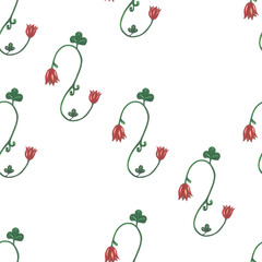 Watercolor plant monogram in medieval style. Seamless pattern hand drawn on a transparent background.