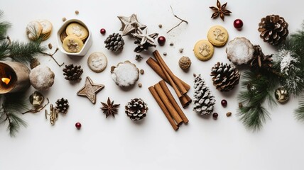 Christmas decoration flat lay