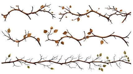 Fototapeta na wymiar collection of thorny vines isolated on a transparent background, generative ai