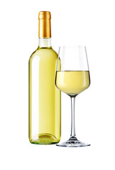 Weisswein Glas und Flasche