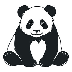 black and white drawing of a cute young panda