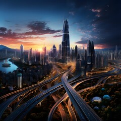 Fototapeta premium Futuristic Skyscrapers