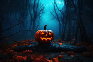 Spooky Halloween Pumpkin Design Jack O Lantern - Generative Ai