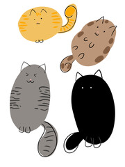Cats Doodles, Funny kitties illustrations  Isolated Set